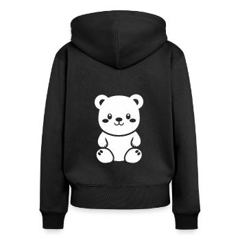 Ours en peluche petit nounours - Sweat à capuche zippé Premium bio Femme - noir - Dos - Julia (174cm)
