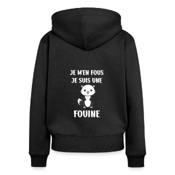 Humour petite fouine - Sweat à capuche zippé Premium bio Femme - noir - Dos - Julia (174cm)
