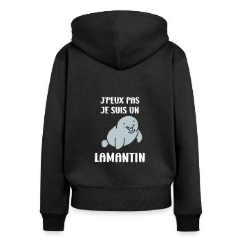 Drôle bébé minimaliste simple petit lamantin - Sweat à capuche zippé Premium bio Femme - noir - Dos - Julia (174cm)