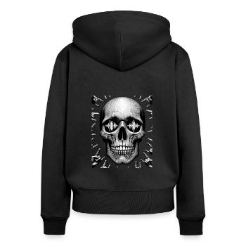 Signed Love Skull T Shirt Deaf Awareness - Women's Premium Organic Zip Hoodie - black - Back - Julia (174cm)