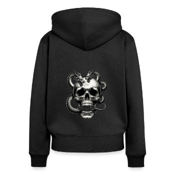 Dragon’s Breath Skull T Shirt Squelette mystique - Sweat à capuche zippé Premium bio Femme - noir - Dos - Julia (174cm)