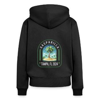 Gasparilla 2024 Coin Palm Tampa FL - Sweat à capuche zippé Premium bio Femme - noir - Dos - Julia (174cm)