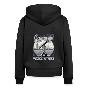 Gasparilla 2024 Longue-vue Skyline Tampa FL - Sweat à capuche zippé Premium bio Femme - noir - Dos - Julia (174cm)