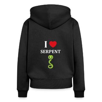 Humour petit serpent - Sweat à capuche zippé Premium bio Femme - noir - Dos - Julia (174cm)