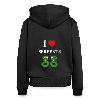 Humour petit serpent - Sweat à capuche zippé Premium bio Femme - noir - Dos - Julia (174cm)
