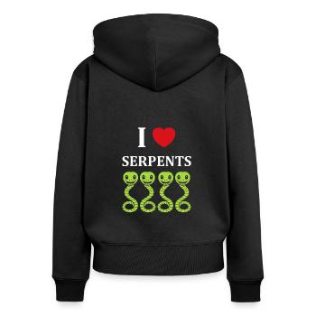 Humour petit serpent - Sweat à capuche zippé Premium bio Femme - noir - Dos - Julia (174cm)