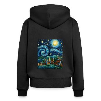 Christmas Starry Night Shirt Bethlehem Star Art - Women's Premium Organic Zip Hoodie - black - Back - Julia (174cm)