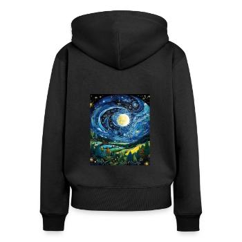 Earth Day Starry Night Shirt Van Gogh Inspired - Women's Premium Organic Zip Hoodie - black - Back - Julia (174cm)