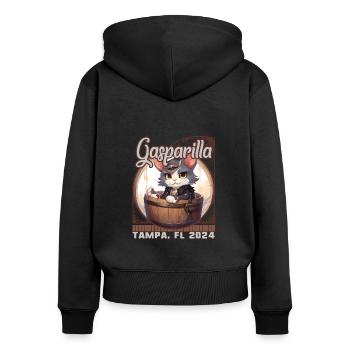 Gasparilla 2024 Pirate Cat Barrel Tampa FL - Sweat à capuche zippé Premium bio Femme - noir - Dos - Julia (174cm)