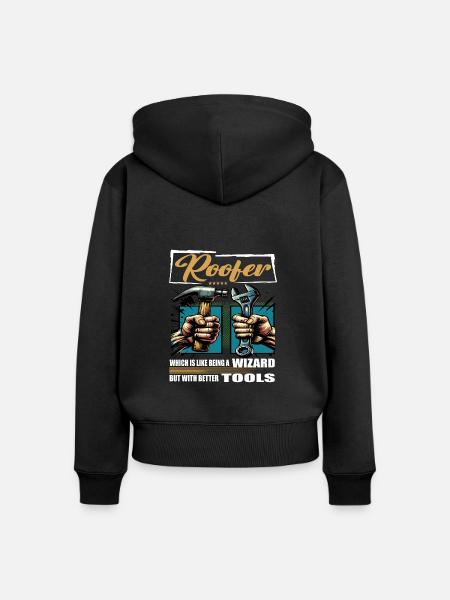 Roofer Beruf Spruch Arbeiter - Frauen Premium Bio Zip Hoodie - Schwarz
