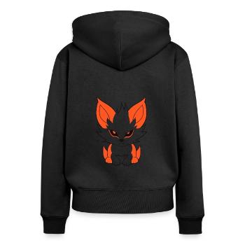 Kitsune Japanese Little Fox Humor - Women's Premium Organic Zip Hoodie - black - Back - Julia (174cm)
