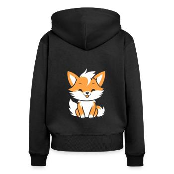 Kitsune Japanese Little Fox Humor - Women's Premium Organic Zip Hoodie - black - Back - Julia (174cm)
