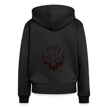 Humour petit renard japonais kitsune - Sweat à capuche zippé Premium bio Femme - noir - Dos - Julia (174cm)
