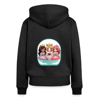 Kawaii Prinzessinnen Anime Niedliche Boba Tee Spiele - Frauen Premium Bio Zip Hoodie - Schwarz - Hinten - Julia (174cm)
