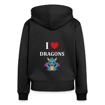Bébé dragon - Sweat à capuche zippé Premium bio Femme - noir - Dos - Julia (174cm)