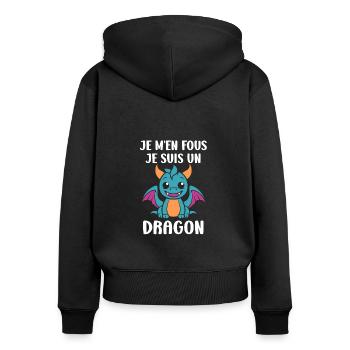 Bébé dragon - Sweat à capuche zippé Premium bio Femme - noir - Dos - Julia (174cm)