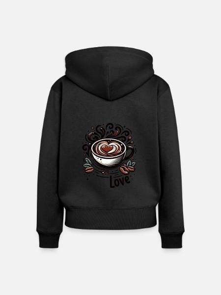 Kaffeeliebe - Frauen Premium Bio Zip Hoodie - Schwarz
