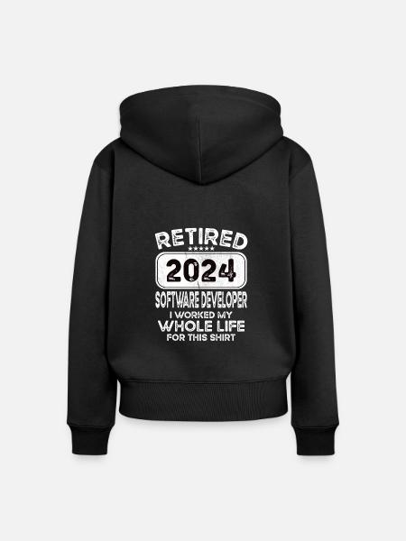 Retired Software developer 2024 - Frauen Premium Bio Zip Hoodie - Schwarz