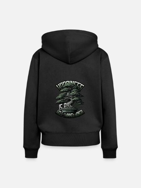 Japanischer Bonsai - Frauen Premium Bio Zip Hoodie - Schwarz