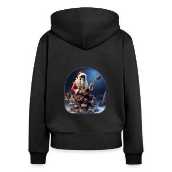 Weihnachtsmann Rocker Skelett Weihnachten gespenstische Feiertage - Frauen Premium Bio Zip Hoodie - Schwarz - Hinten - Julia (174cm)