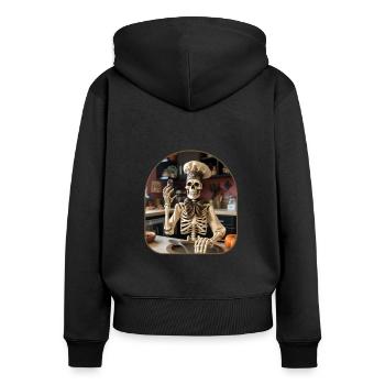 Chef Skeleton Rock On Culinary Vibes - Women's Premium Organic Zip Hoodie - black - Back - Julia (174cm)