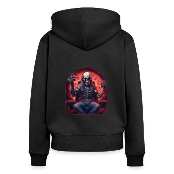 Gamer Skeleton Rock sur le meilleur score - Sweat à capuche zippé Premium bio Femme - noir - Dos - Julia (174cm)