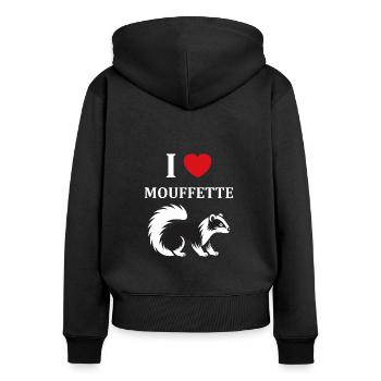 Humour Mouffette - Sweat à capuche zippé Premium bio Femme - noir - Dos - Julia (174cm)