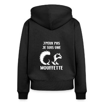 Humour Mouffette - Sweat à capuche zippé Premium bio Femme - noir - Dos - Julia (174cm)