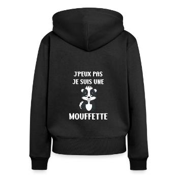 Humour Mouffette - Sweat à capuche zippé Premium bio Femme - noir - Dos - Julia (174cm)
