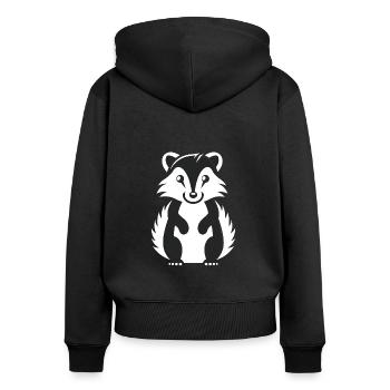Humour Mouffette - Sweat à capuche zippé Premium bio Femme - noir - Dos - Julia (174cm)