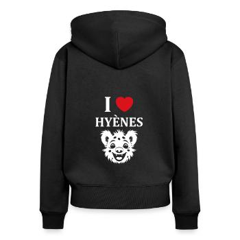 hyène - Sweat à capuche zippé Premium bio Femme - noir - Dos - Julia (174cm)