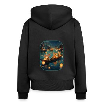 Lanterne Festival souris Miniature Wonder T Shirt 1 - Sweat à capuche zippé Premium bio Femme - noir - Dos - Julia (174cm)