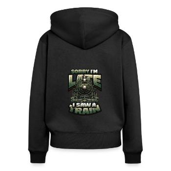 Trainspotting Train Lovers Trains - Women's Premium Organic Zip Hoodie - black - Back - Julia (174cm)