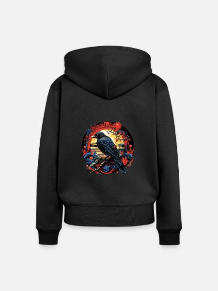 Folklore, Krähenmärchen, Symbole - Frauen Premium Bio Zip Hoodie - Schwarz
