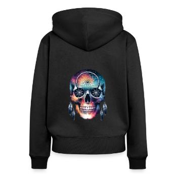 Night's Shield Skull T Shirt PTSD Strength and - Women's Premium Organic Zip Hoodie - black - Back - Julia (174cm)