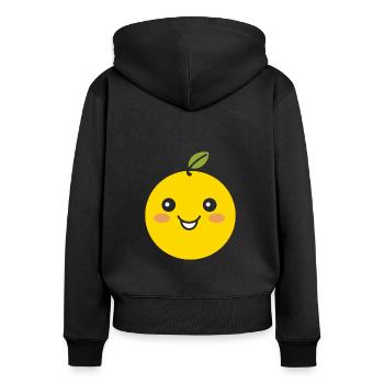 Humour petit citron - Sweat à capuche zippé Premium bio Femme - noir - Dos - Julia (174cm)
