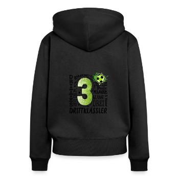 3. Klasse Fußball - Frauen Premium Bio Zip Hoodie - Schwarz - Hinten - Julia (174cm)