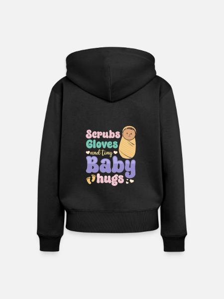 Krankenschwester Baby Entbindungsschwester - Frauen Premium Bio Zip Hoodie - Schwarz