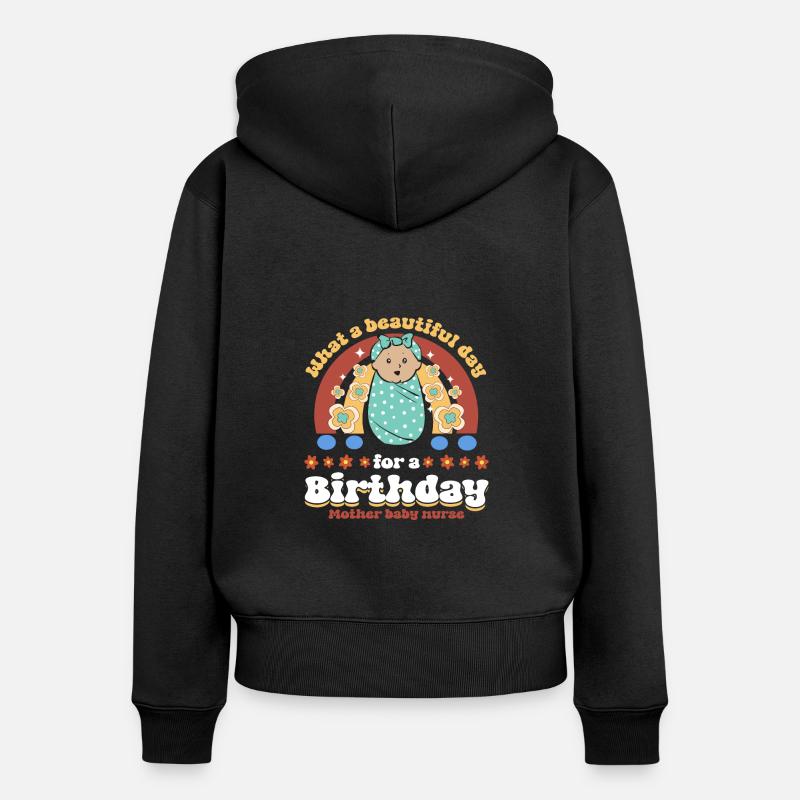 Infirmière Bébé Maternité Infirmière - Sweat à capuche zippé Premium bio Femme - noir