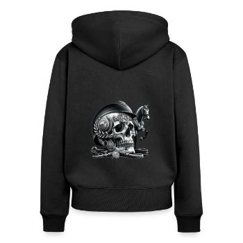 Equestrian Honor Totenkopf T-Shirt Edles Reiten und - Frauen Premium Bio Zip Hoodie - Schwarz - Hinten - Julia (174cm)