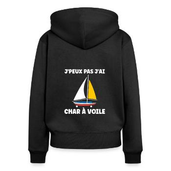 Humour Char à voile - Sweat à capuche zippé Premium bio Femme - noir - Dos - Julia (174cm)