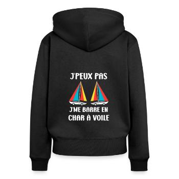 Humour Char à voile - Sweat à capuche zippé Premium bio Femme - noir - Dos - Julia (174cm)