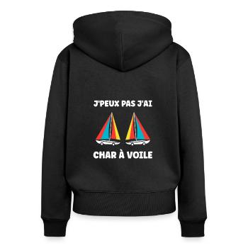 Humour Char à voile - Sweat à capuche zippé Premium bio Femme - noir - Dos - Julia (174cm)