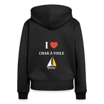 Humour Char à voile - Sweat à capuche zippé Premium bio Femme - noir - Dos - Julia (174cm)