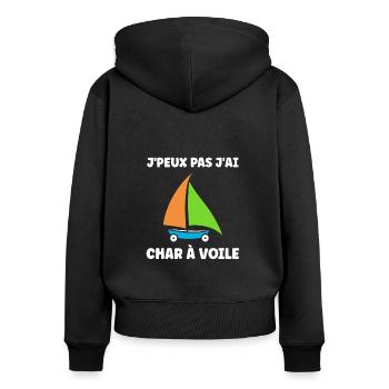 Humour Char à voile - Sweat à capuche zippé Premium bio Femme - noir - Dos - Julia (174cm)