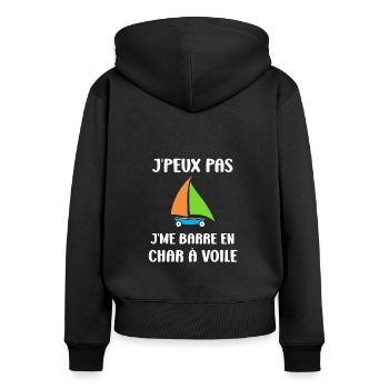 Humour Char à voile - Sweat à capuche zippé Premium bio Femme - noir - Dos - Julia (174cm)