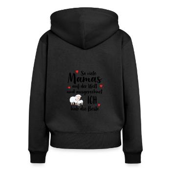 So Viele Mamas Ich Hab Die Beste Beste Mama - Frauen Premium Bio Zip Hoodie - Schwarz - Hinten - Julia (174cm)
