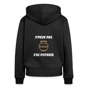 Poterie - Sweat à capuche zippé Premium bio Femme - noir - Dos - Julia (174cm)