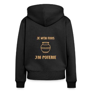 Poterie - Sweat à capuche zippé Premium bio Femme - noir - Dos - Julia (174cm)