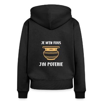 Poterie - Sweat à capuche zippé Premium bio Femme - noir - Dos - Julia (174cm)